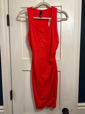 Bobi Womens Red Dress Bodycon Sleeveless Halter Neck Size Small