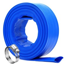 2 x 50 ft Pool Backwash Hose, Heavy Duty Reinforced Blue PVC Lay Flat Water Disc