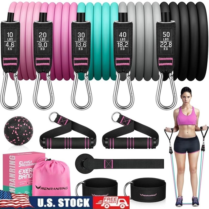 Adjustable Resistance Bands Set 5 Levels Strength Training