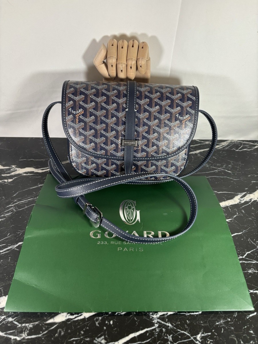 GOYARD ハンドバッグ Authentic GOYARD Belvedere PM Navy Coated Canvas Leather Crossbody