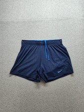 Nike Men Athletic Short M Navy Blue Dri Fit Drawstring Waist Logo Gym Workout