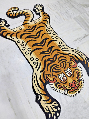 Handmade Tibetan Tiger Rug 2x3 3x5 ft Wool Tiger Skin Home Decor Rug & Door Mats