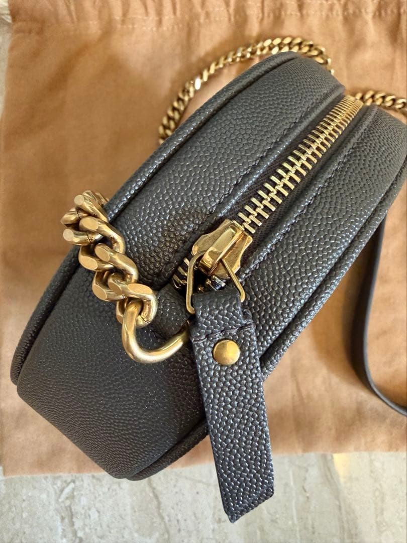 NEW SAINT LAURENT BLACK GOLD LEATHER CIRCLE ROUND CROSSBODY BAG PURSE  thumbnail 5