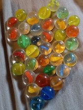 35 Vintage Mixed Variety Cats Eye Glass Playing Marbles.