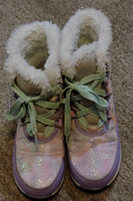 Wonder Nation Girls Lavender/aqua Lace Up Glitter Winter Boots Size 3