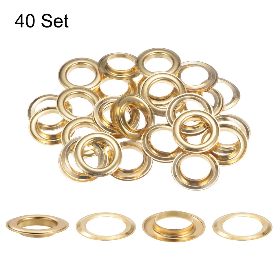 40Set Grommets Eyelets Kit 20mm Copper with Washers for Clothes Leather, Gold Foto 3 de 4