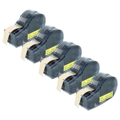 5x Schriftband für Brady BMP21-PLUS ID PAL LABPAL Schwarz/Gelb Vinyl 12,7mm 6,4m