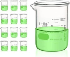 12pcs -Heavy Duty Glass Beakers - Vol.250m 8.5oz - Borosilicate 3.3 Glass - NEW