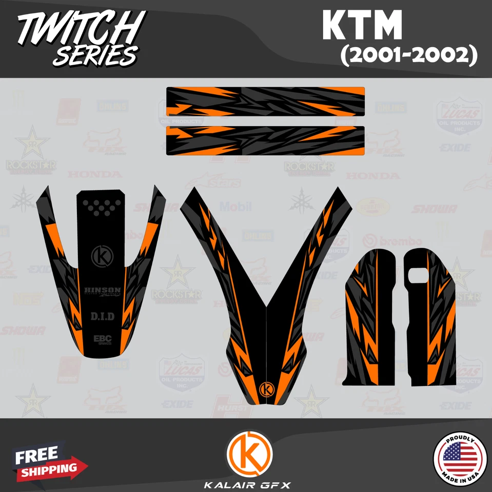 Kit Gráficos para KTM SX SXF 125 250 380 520 525 (2001-2002) Twitch-Naranja Foto 4 de 4