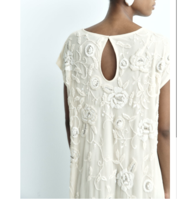ZARA $229 MIDI BEADED KNIT DRESS Limited Edition ECRU WHITE S M NWT  7521/034 | eBay