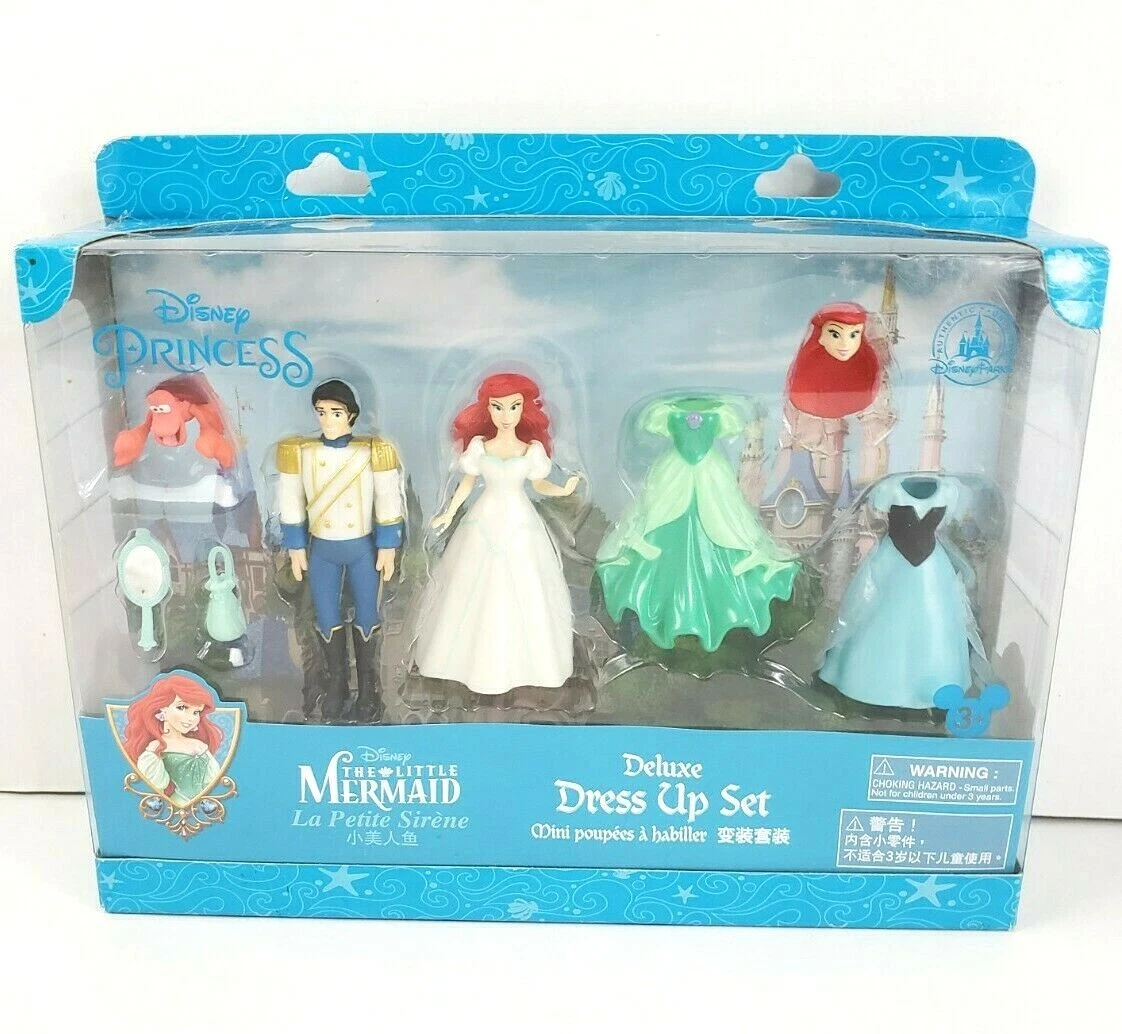 Disney Parks Ariel The Little Mermaid Mini Doll Dress Up Deluxe Play Set Retired