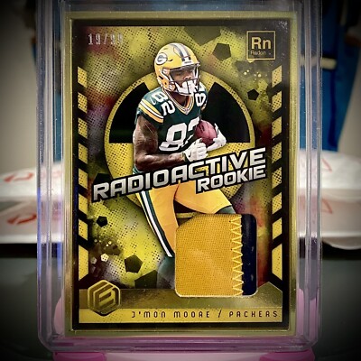 2018 Panini Elements J Mon Moore Framed Radioactive Rookie Jersey Patch Gold /99
