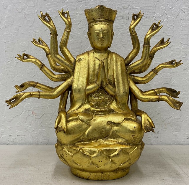 Gilded Cast Bronze Buddha with Multiple Arms Early to Mid 20th Century eBay