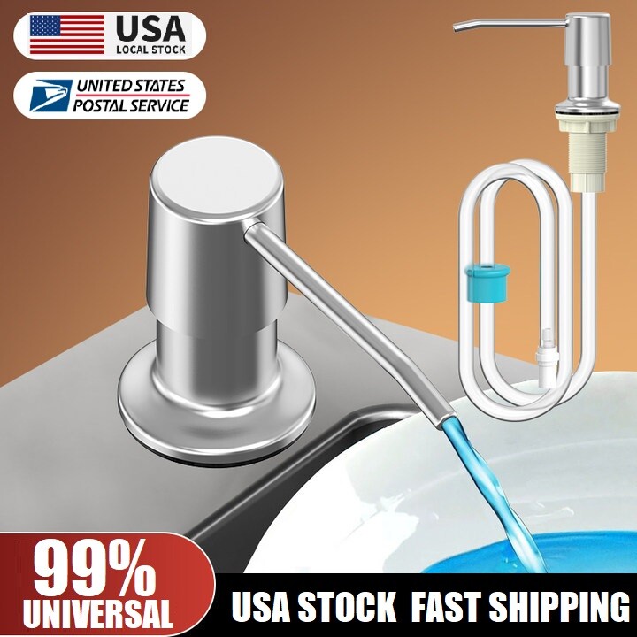 47-inch Brass Brushed Nickel Soap Dispenser Pump Bottle with Extension Tube for Kitchen-image