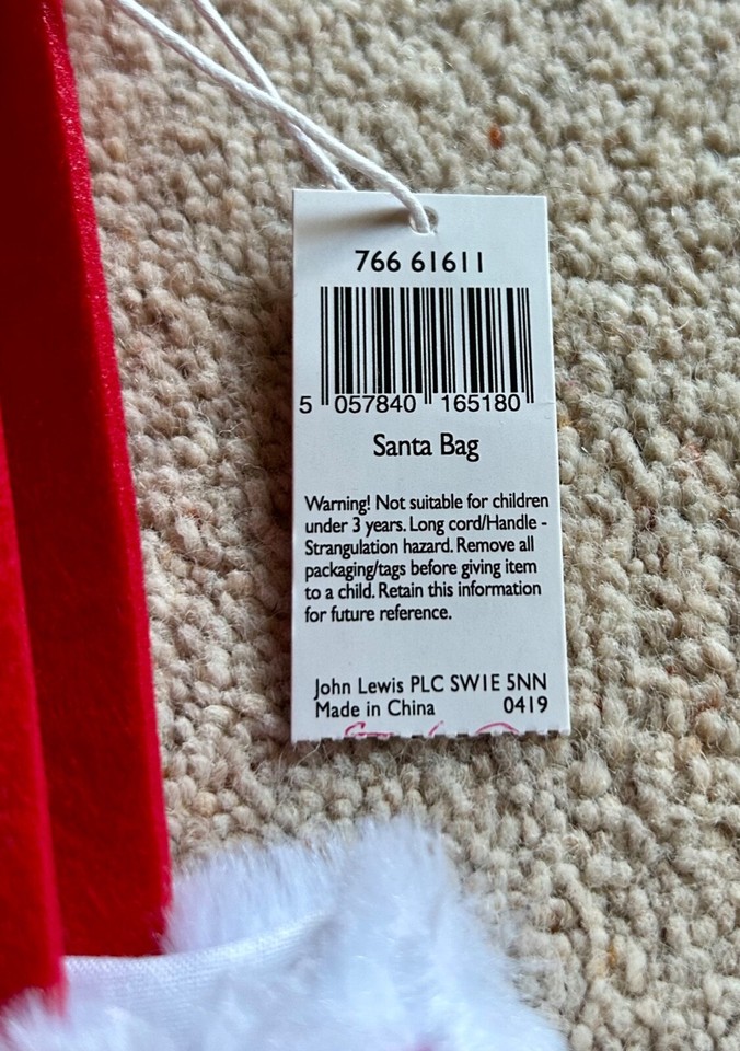 John Lewis Christmas Bag. Brand New. Free p&p! eBay