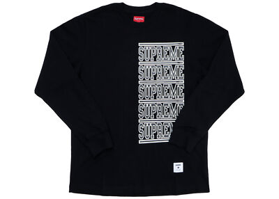 New Supreme Stacked L/S Top Black SS18 Size L Large MSRP $88 | eBay