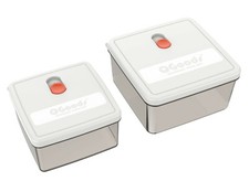QG Set of 2 Square Plastic Food Storage Container with Lid 70 40 oz White/ Red