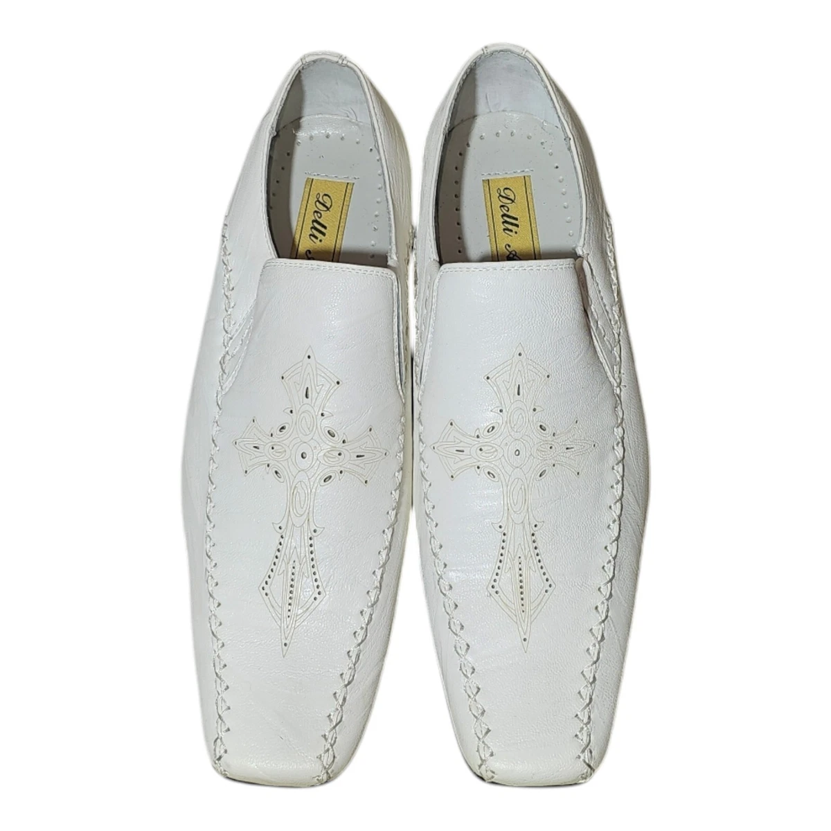 Men\'s Delli Aldo White Oxfords, Leather  Lining  Faux Patent Upper Size 6.5 Faux Leather Dress Delli Aldo Shoes for Men for sale | eBay main image 2