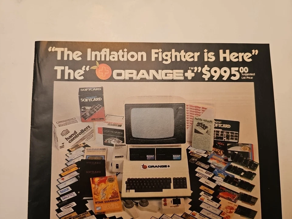 RARE Vintage 1983 Orange + Personal Computer Inflation Fighter Magazine Print Ad - Image 2 of 4