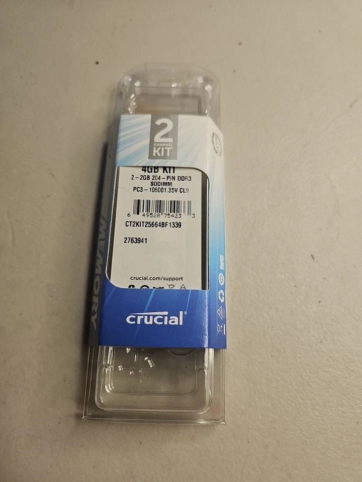 Crucial 4GB Kit (2 X 2GB) PC3-10600 DDR3-1333MHz non-ECC - Image 2 of 3