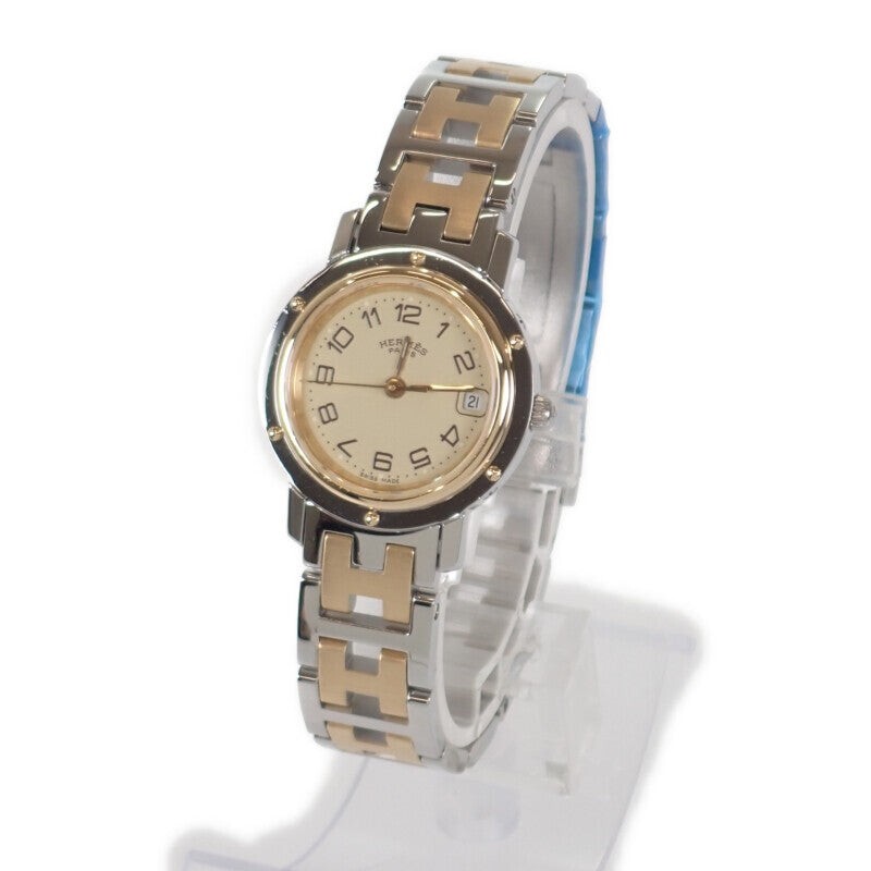 HERMES Clipper Watch Stainless Steel GP Quartz Ivory Dial  display picture 1