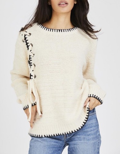 Women Ladies Beige Winter Shoelace Knot 