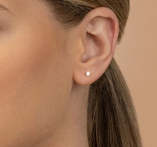 0.25ct Lab Created Diamond Solitaire Stud Earring 14k Yellow Gold Plated Silver