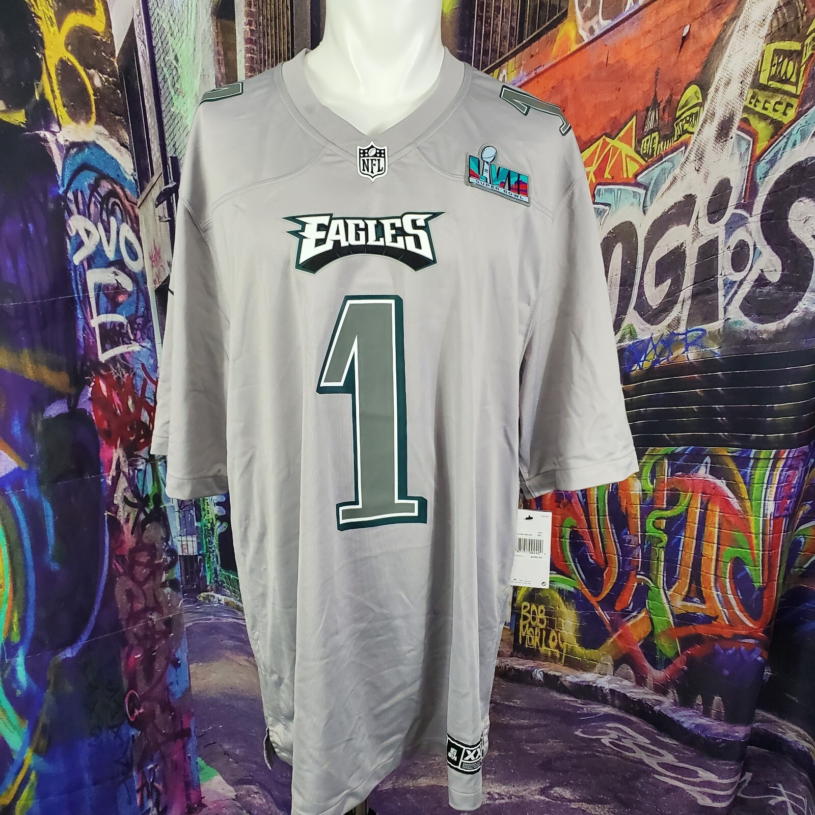 Nike Jalen Hurts Gray Philadelphia Eagles Super Bowl LVII Patch Jersey ...