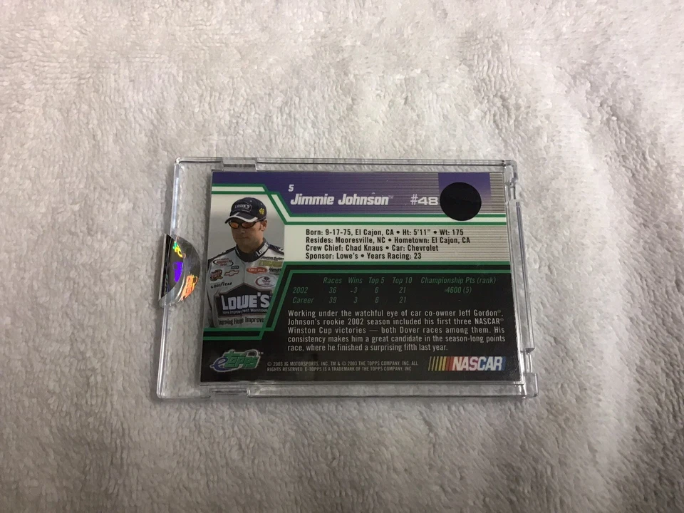 2003 Topps Jimmy Johnson Etopps Card #5 NASCAR - Image 2 of 2