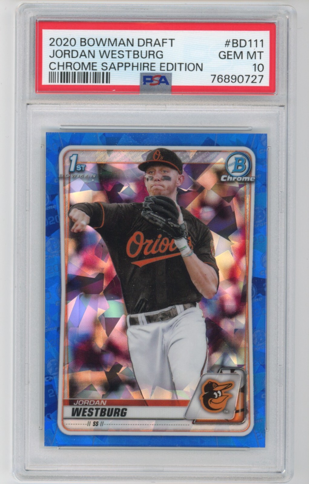 2020 BOWMAN DRAFT CHROME SAPPHIRE EDITION JORDAN WESTBURG RC ORIOLES PSA 10 QTY
