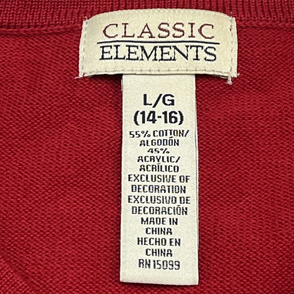 Vintage Classic Elements Cardigan Sweater Womens L Red Holiday Christmas Tree - Image 4 of 4