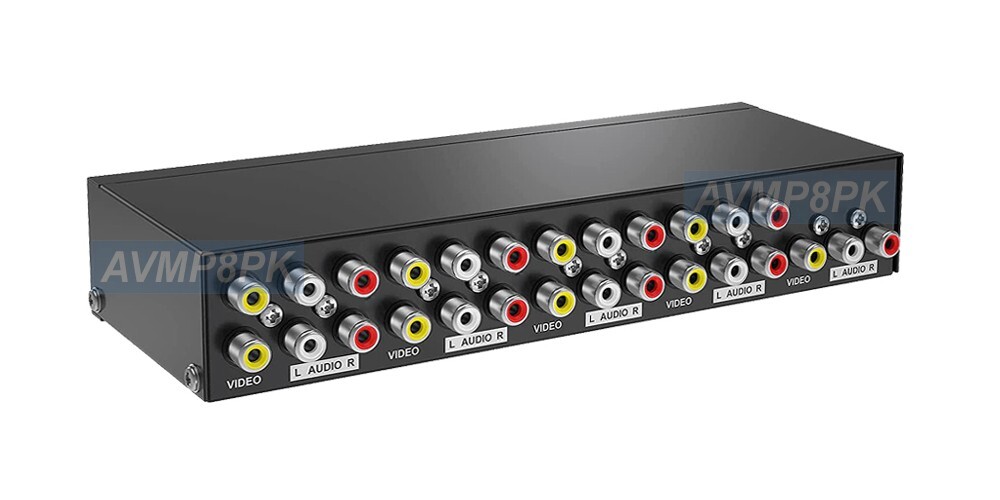 8-Port Active Composite RCA Video Audio Splitter Distribution Amp