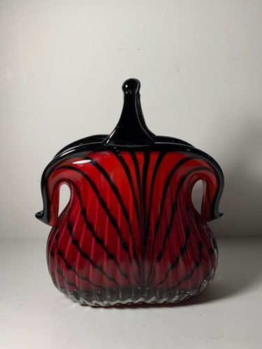 Vintage Murano Sommerso , Italien 60’er Jahre. Mundgeblasene Glas Geldbörse Vase schwer 8,5 Zoll