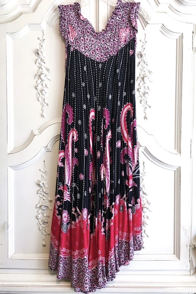 Vestido Vintage Batik Estampado en Bloque Falda Completa Hippie Boho Hippy Foto 4 de 4