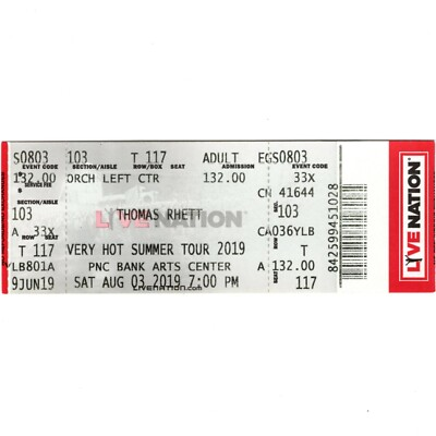 #ad THOMAS RHETT Concert Ticket Stub HOLMDEL NJ 8 3 19 THE PNC BANK ARTS CENTER Rare $7.99
