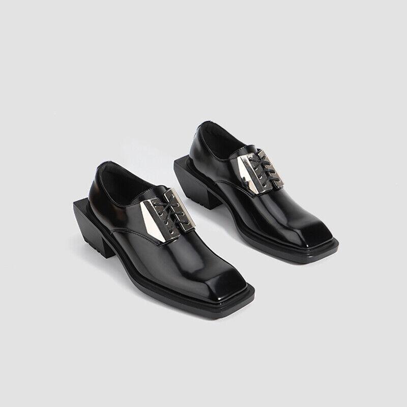 SAOLA Scarpe da lavoro uomo British Platform tacco basso stringate punta quadrata stringate nuove