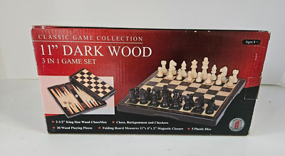 Classic Games 11 '' Dark Wood 3 In 1 Game Set