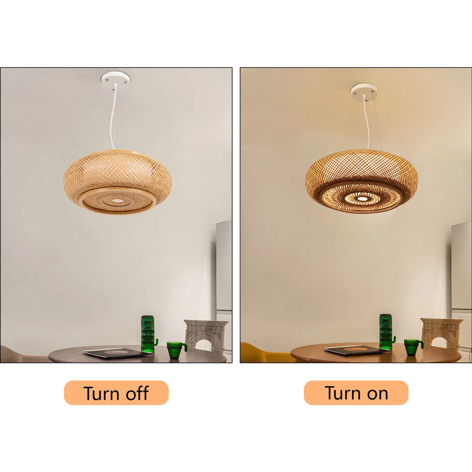 Винтажный потолочный светильник декор бамбук ротанг подвесной плетеный светильник сделано в США - Изображение 3 из 4