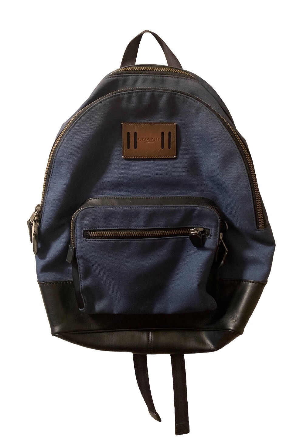 Coach West Cordura Leather Laptop Backpack in Blue and Black