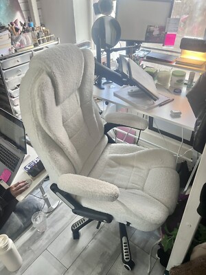 Executive Recline Extra Padded Office Chair White Teddy UK