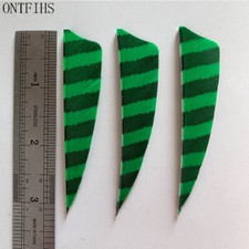 50PCS 3inch Striped Light Green Shield Fletches Feathers RW LW