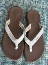 Flojos Women's Flip Flop Thong Sandals White Braided Size US 9