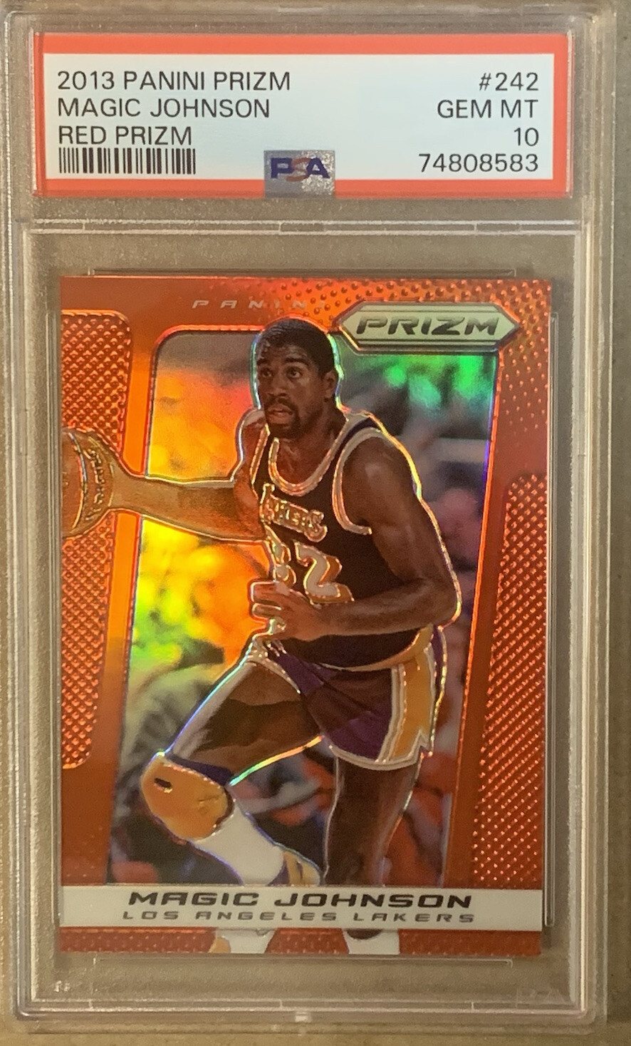 2013 Panini Prizm #242 Magic Johnson Red Prizm SSP PSA 10 Gem Mint HOF