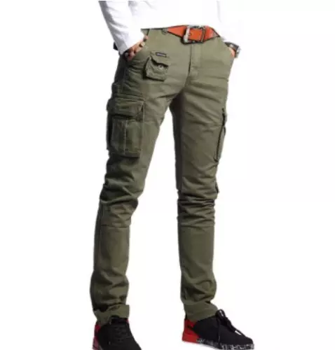 Herren Cargo Militär Hose Arbeiterhose Baumwolle Freizeit Slim Fit Tasche Skinny - Bild 6 von 47