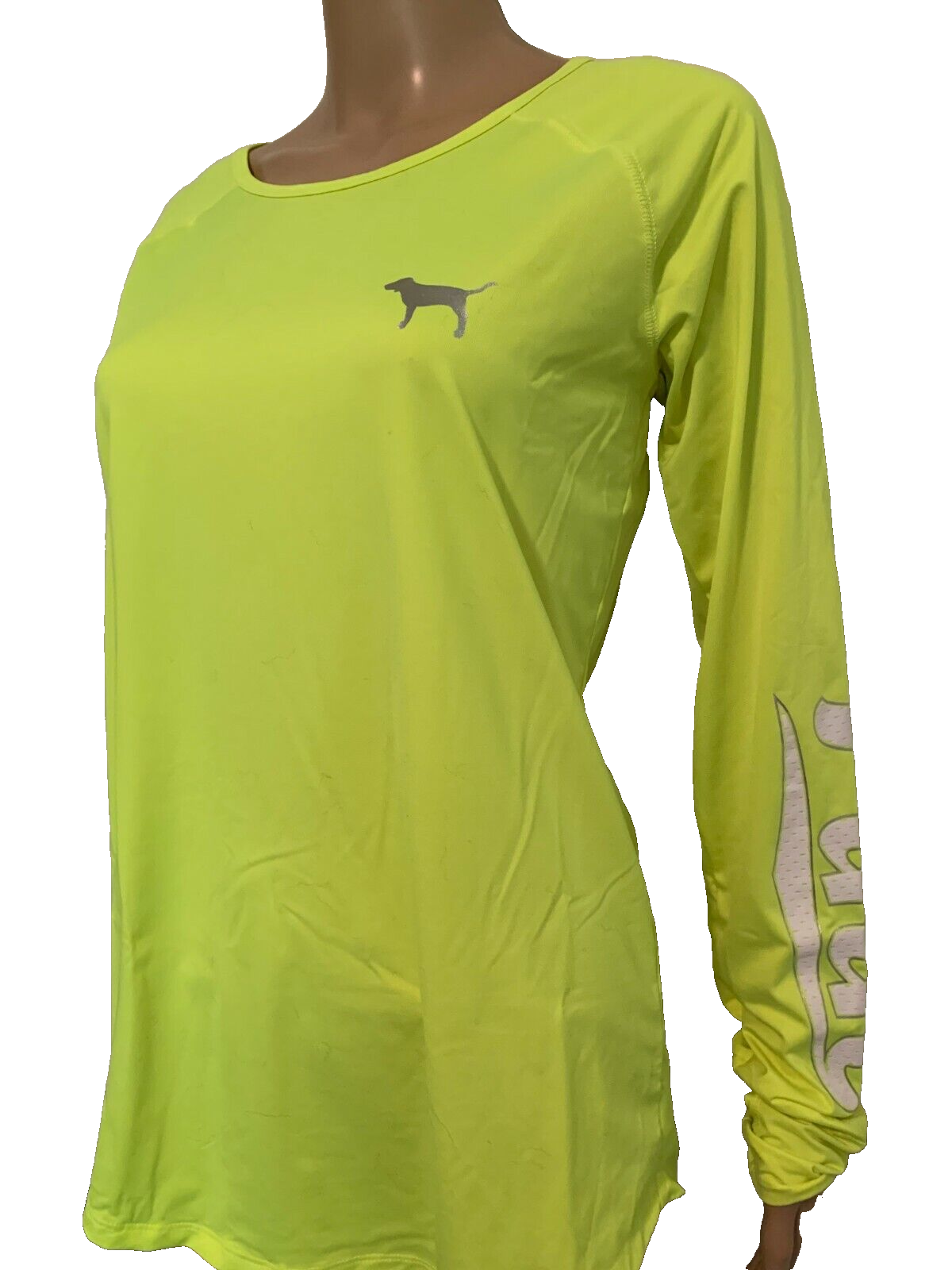 UNDERCOVER T shirt donna Victoria Secret gialla manica lunga con logo elasticizzato taglia L G