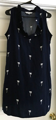 La Mer Luxe Sundress Shift Dress Navy Palm Tree Sleeveless Augusta M Pre-Owned