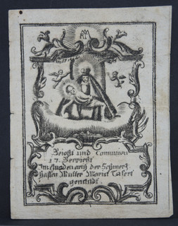 Andachtsbild Osterbeicht confessio paschalis MARIA TAFERL 18.Jh. Wallfahrt