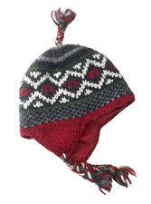 EVEREST DESIGNS RED GRAY 100 WOOL KNIT TRAPPER HAT KIDS ALL 5-12 YO