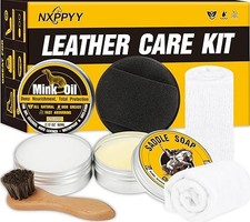 Leather Boot Care Kit, Mink Oil  Saddle Soap for Leather Cleaning  Leather Boo