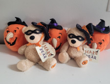 5 Pumpkins and Scare Teddy Bear Plush Pumpkin Halloween Mask Stuffed Bean Bag